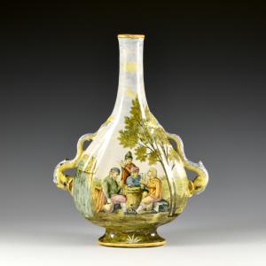 Flasche mit flämischer Volksszene - Manufaktur Minghetti, Ende des 19. Jahrhunderts